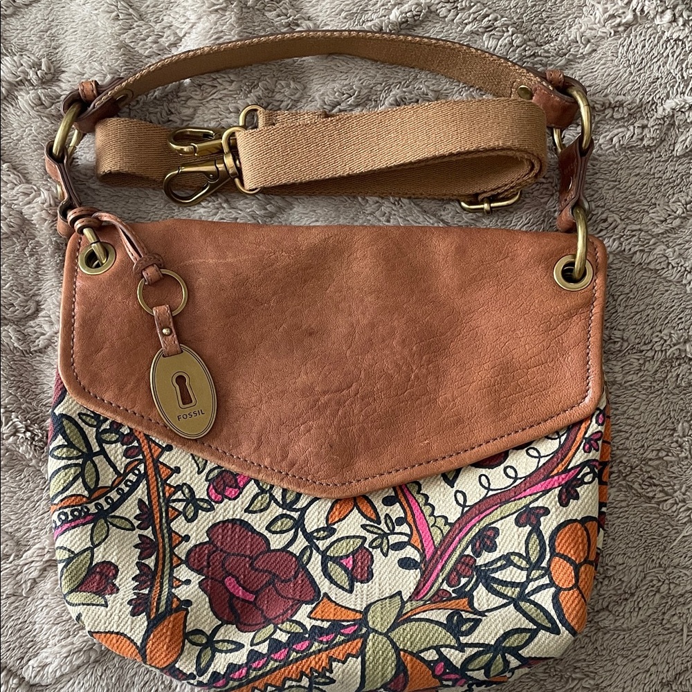 Fossil Floral Handbag with Crossbody Strap